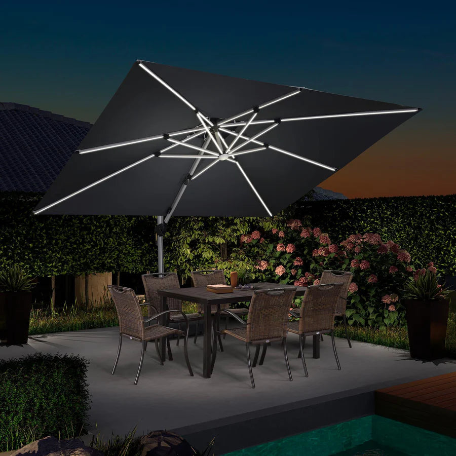 PURPLE LEAF Double Top Rectangle Outdoor LED Parasol