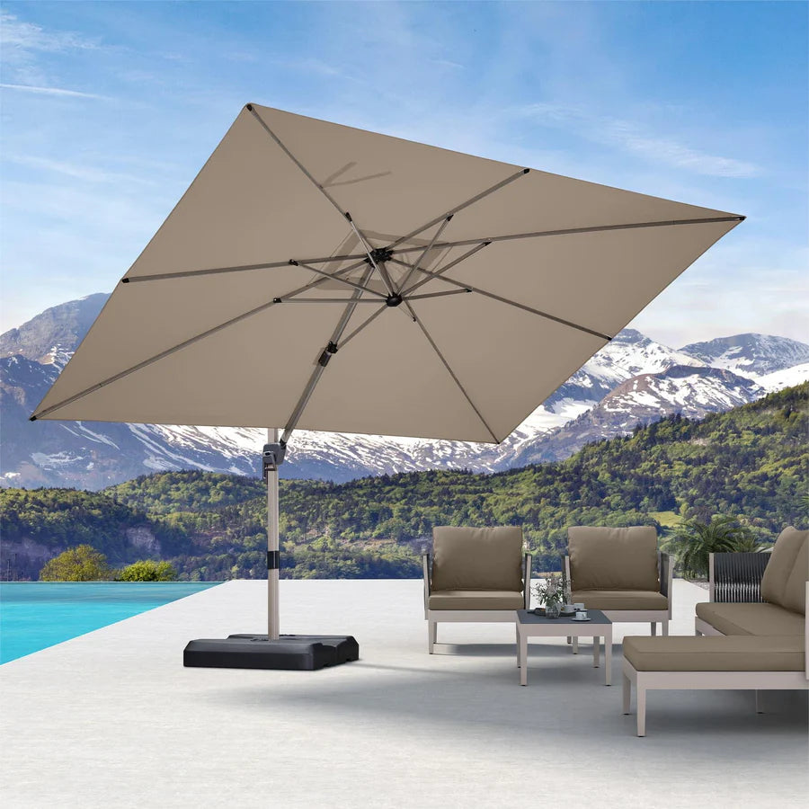 PURPLE LEAF Deluxe Aluminium Outdoor Patio Umbrella Square Cantilever Umbrellas