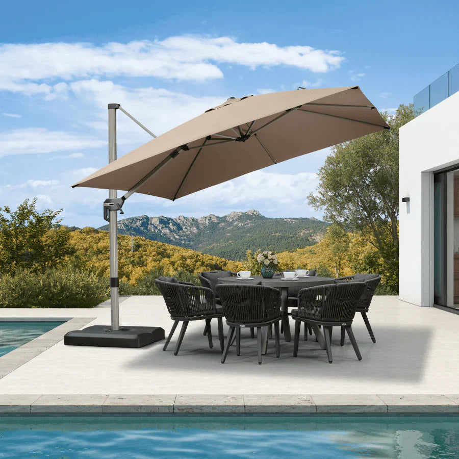 PURPLE LEAF Deluxe Aluminium Outdoor Patio Umbrella Square Cantilever Umbrellas