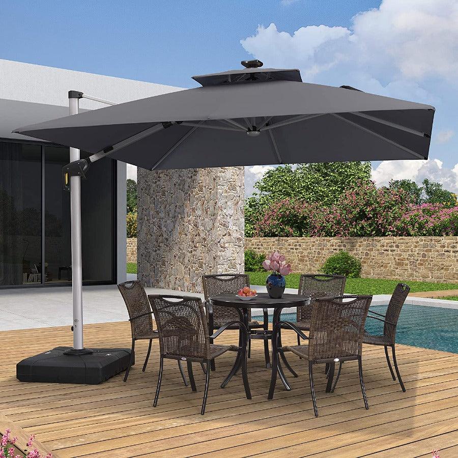 PURPLE LEAF Double Top Square Outdoor LED Umbrellas