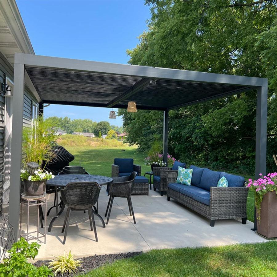 PURPLE LEAF Louvered Pergola Outdoor Aluminum Pergola with Adjustable Roof for Deck Backyard Garden Hardtop Gazebo