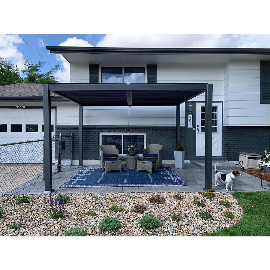 PURPLE LEAF Outdoor Louvered Pergola Patio Sun Shade Shelter with Adjustable Hardtop Patio Pergola Grey