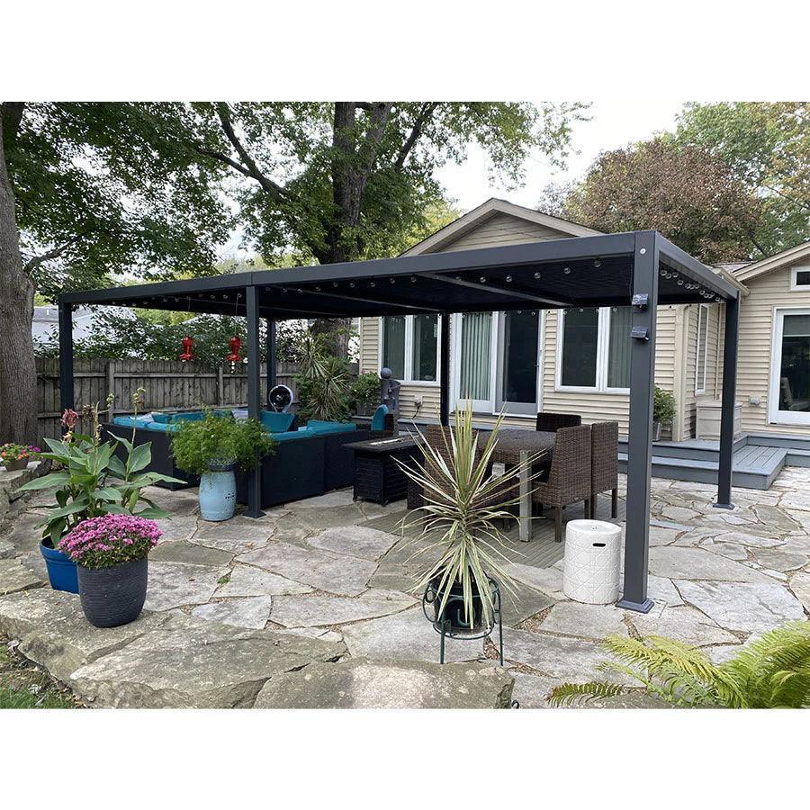 PURPLE LEAF Outdoor Louvered Pergola Patio Sun Shade Shelter with Adjustable Hardtop Patio Pergola Grey