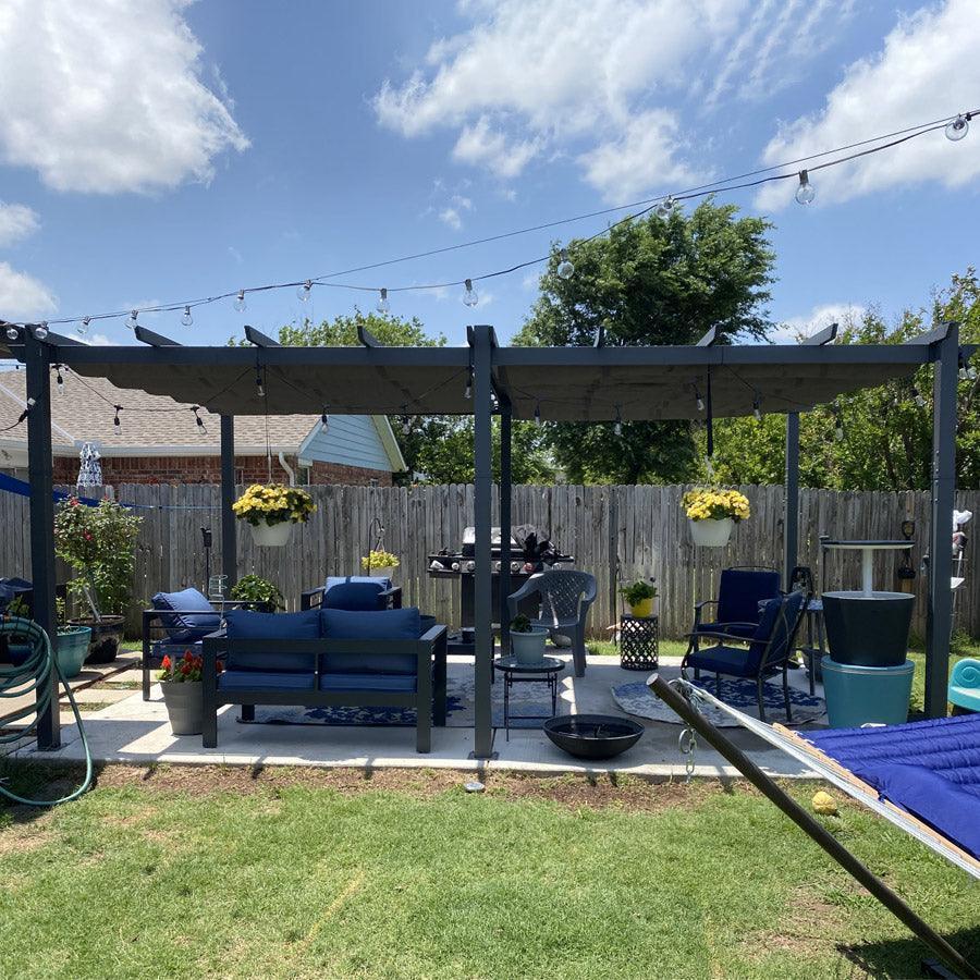 PURPLE LEAF Outdoor Retractable Pergola with Sun Shade Canopy Patio Aluminum Pergola for Garden