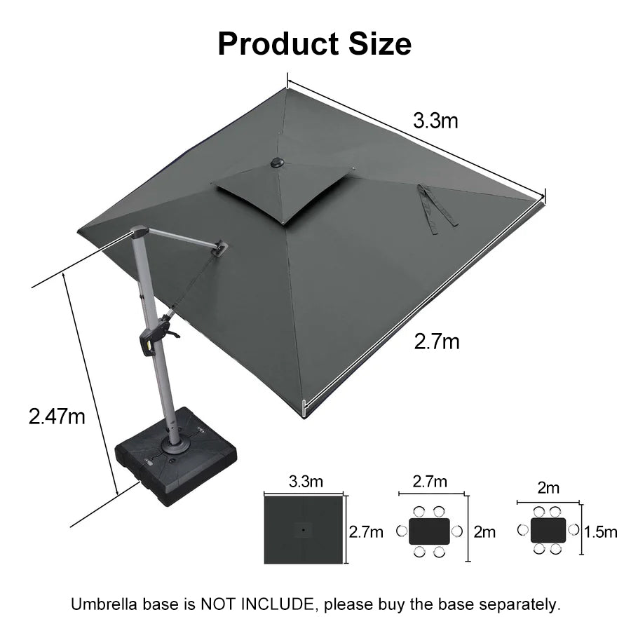 PURPLE LEAF Large Rectangular Porch Umbrella Outside Cantilever Patio Yard Umbrella