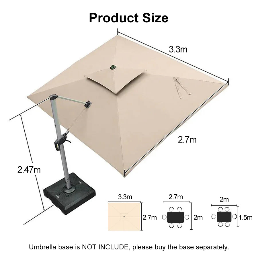 PURPLE LEAF Large Rectangular Porch Umbrella Outside Cantilever Patio Yard Umbrella