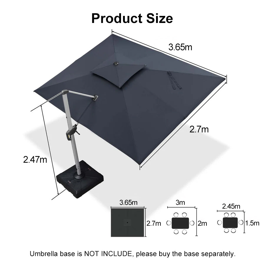 PURPLE LEAF Large Rectangular Porch Umbrella Outside Cantilever Patio Yard Umbrella