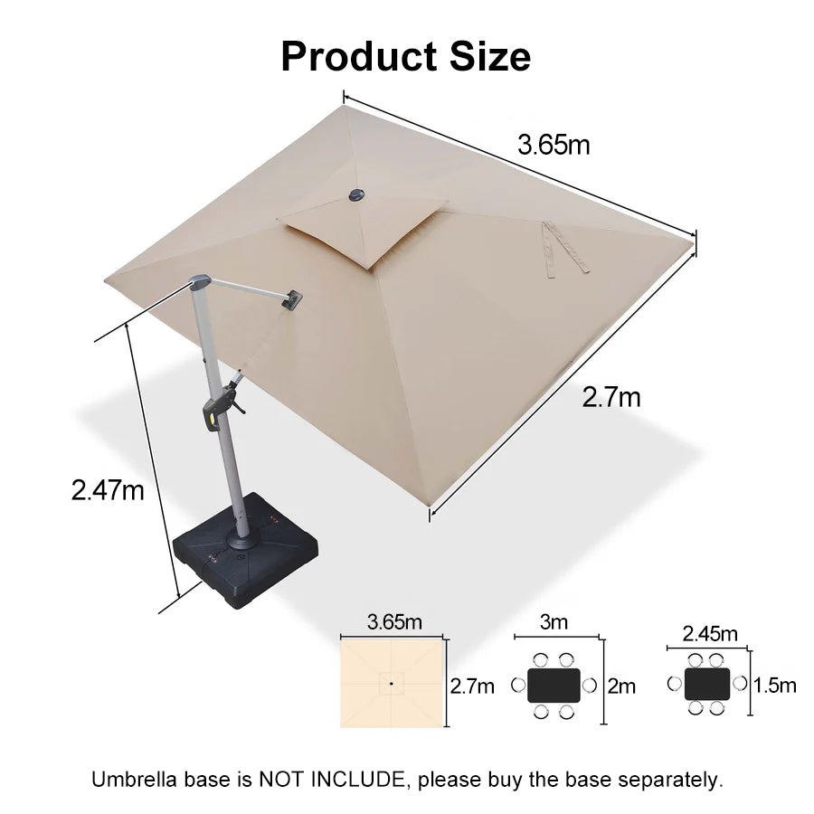 PURPLE LEAF Large Rectangular Porch Umbrella Outside Cantilever Patio Yard Umbrella