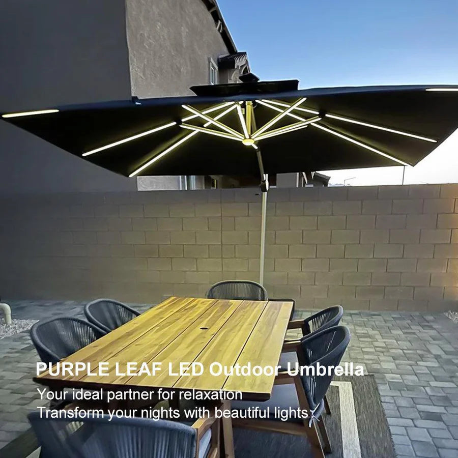 PURPLE LEAF Double Top Rectangle Outdoor LED Parasol