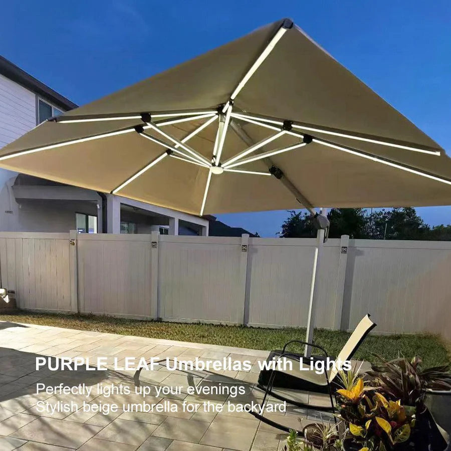 PURPLE LEAF Double Top Rectangle Outdoor LED Parasol