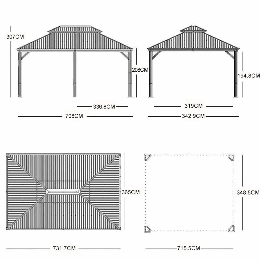 PURPLE LEAF Luxury Patio Gazebo for Backyard Upgraded Heavy Duty Galvanized Steel Roof Enhanced Stability and Premium Curtains
