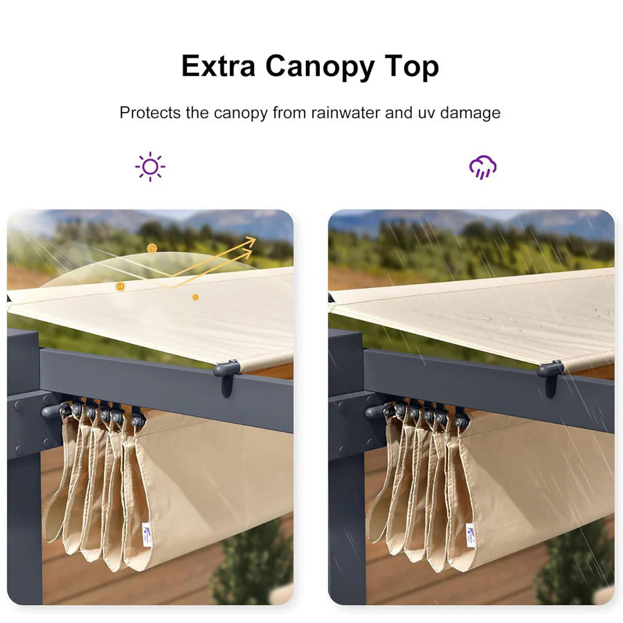 PURPLE LEAF Patio Retractable Pergola with Shade Canopy Modern Grill Gazebo Metal Shelter Pavilion for Porch Deck Garden Backyard Outdoor Pergola