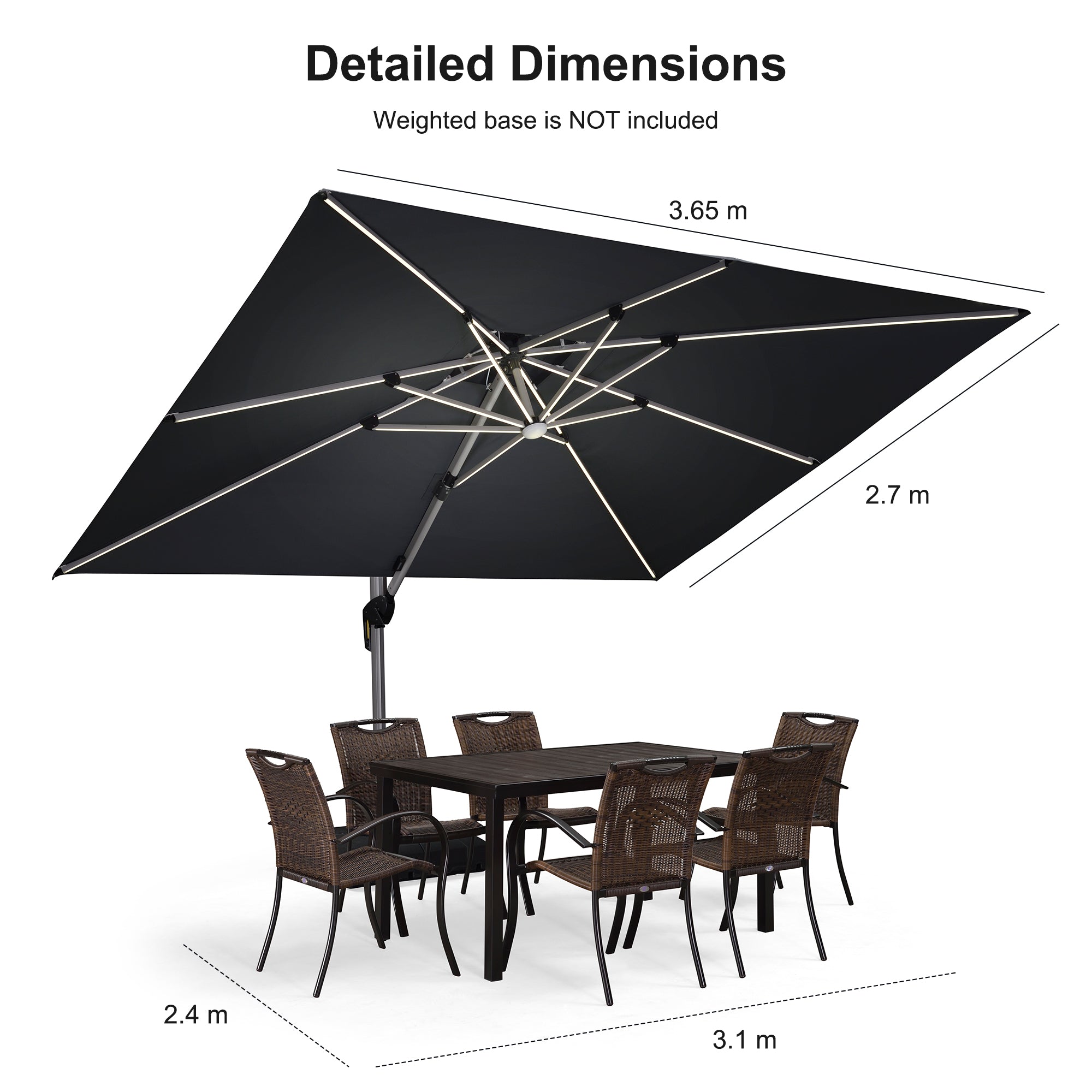 PURPLE LEAF Double Top Rectangle Outdoor LED Parasol