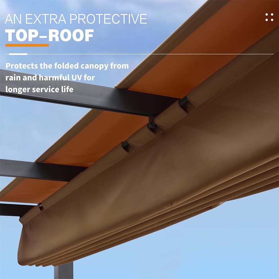 PURPLE LEAF Retractable Pergola with Double Sun Shade Canopy Heavy-Duty Aluminum Pergola