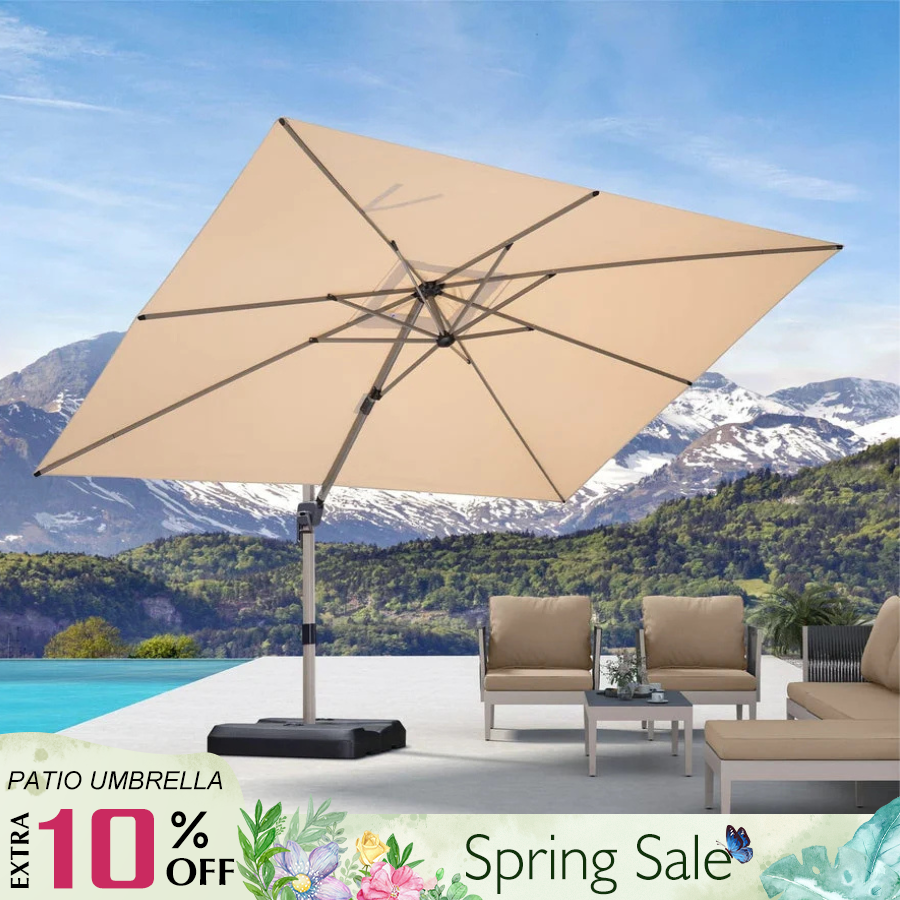 PURPLE LEAF Deluxe Aluminium Outdoor Patio Umbrella Square Cantilever Umbrellas