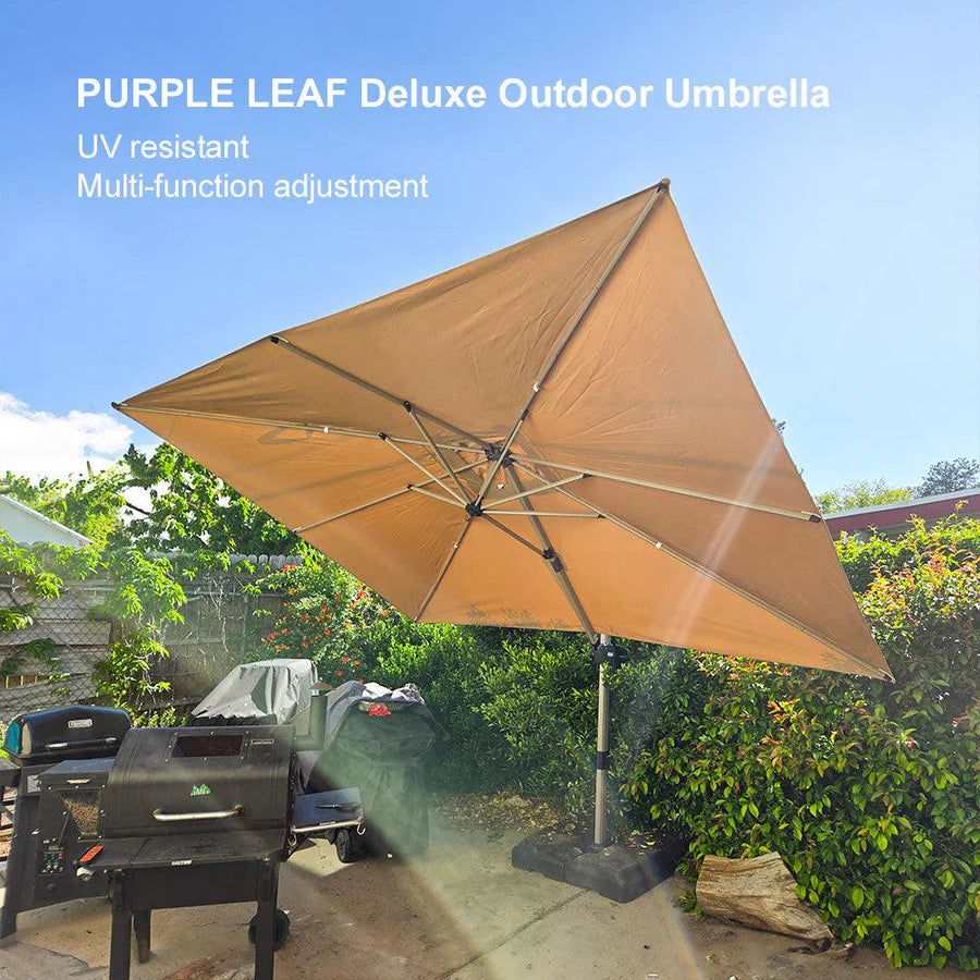 PURPLE LEAF Deluxe Aluminium Outdoor Patio Umbrella Square Cantilever Umbrellas