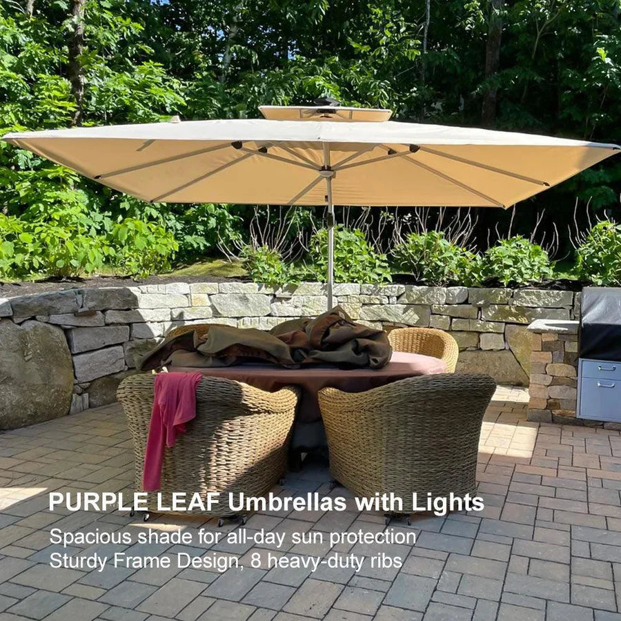 PURPLE LEAF Double Top Rectangle Outdoor LED Parasol