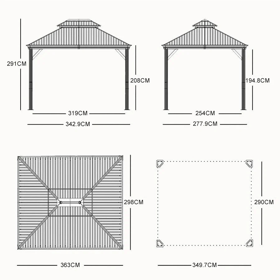 PURPLE LEAF Luxury Patio Gazebo for Backyard Upgraded Heavy Duty Galvanized Steel Roof Enhanced Stability and Premium Curtains