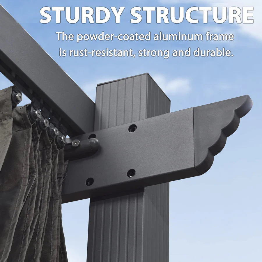 PURPLE LEAF Outdoor Retractable Pergola with Sun Shade Canopy Patio Aluminum Pergola for Garden