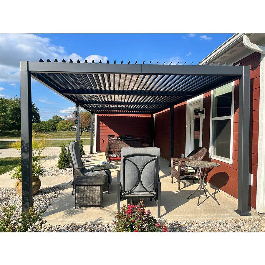 PURPLE LEAF Outdoor Louvered Pergola Patio Sun Shade Shelter with Adjustable Hardtop Patio Pergola Grey