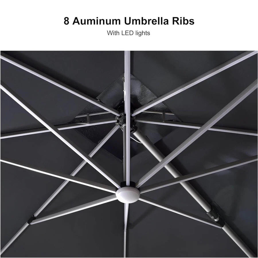 PURPLE LEAF Double Top Square Outdoor LED Umbrellas