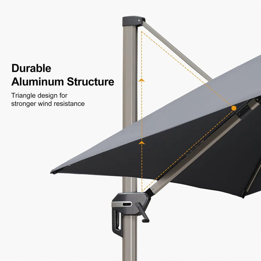 PURPLE LEAF Deluxe Aluminium Outdoor Patio Umbrella Square Cantilever Umbrellas
