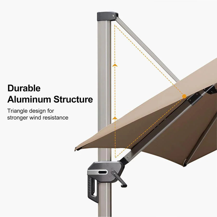 PURPLE LEAF Deluxe Aluminium Outdoor Patio Umbrella Square Cantilever Umbrellas