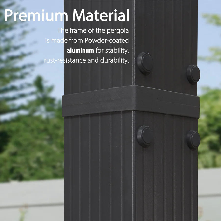 PURPLE LEAF Outdoor Retractable Pergola with Sun Shade Canopy Patio Aluminum Pergola for Garden