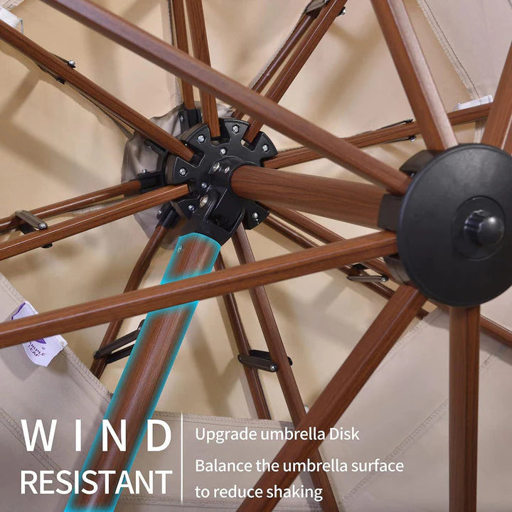 PURPLE LEAF Double Top Rectangle Aluminium Umbrellas in Wood Color