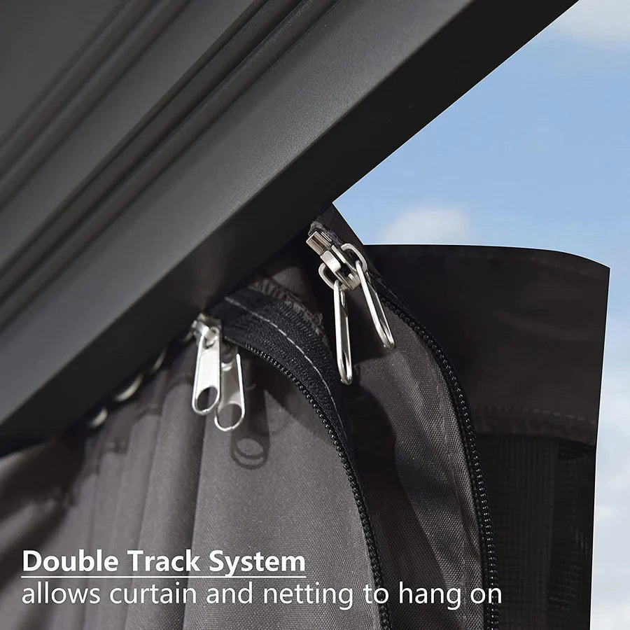 PURPLE LEAF Luxury Patio Gazebo for Backyard Upgraded Heavy Duty Galvanized Steel Roof Enhanced Stability and Premium Curtains