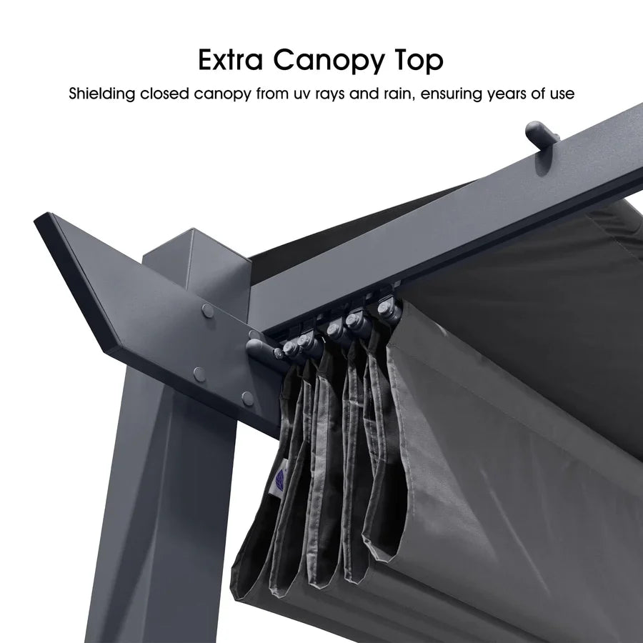 PURPLE LEAF Patio Retractable Pergola with Shade Canopy Modern Grill Gazebo Metal Shelter Pavilion for Porch Deck Garden Backyard Outdoor Pergola