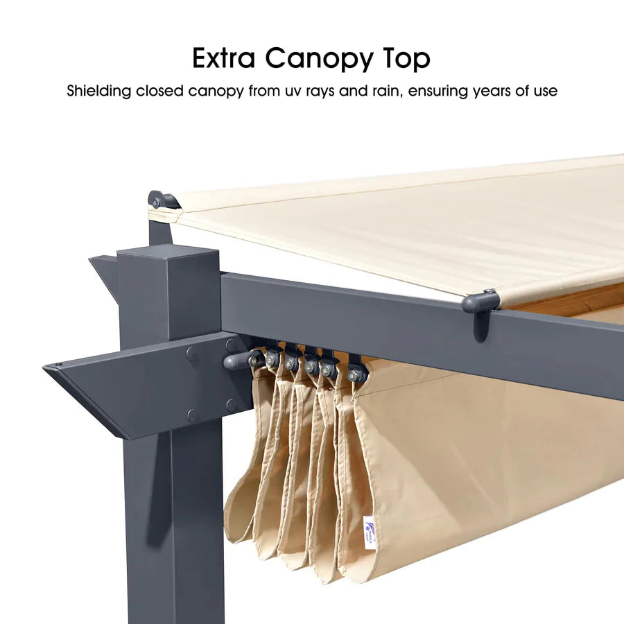 PURPLE LEAF Patio Retractable Pergola with Shade Canopy Modern Grill Gazebo Metal Shelter Pavilion for Porch Deck Garden Backyard Outdoor Pergola