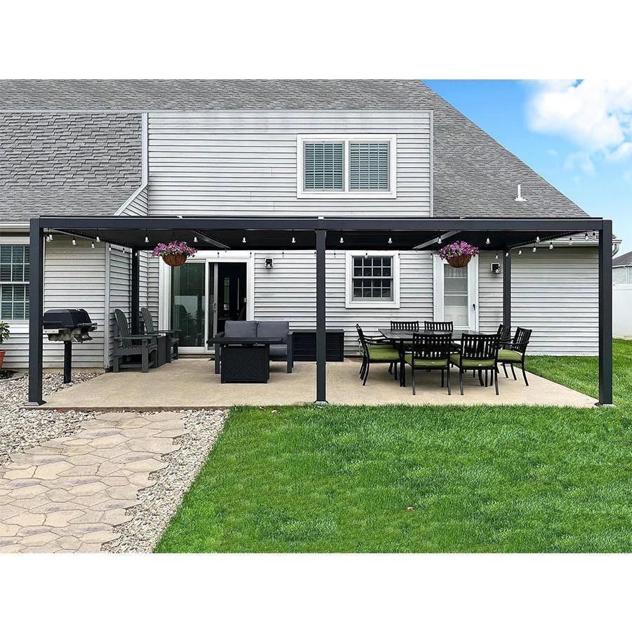 PURPLE LEAF Outdoor Louvered Pergola Patio Sun Shade Shelter with Adjustable Hardtop Patio Pergola Grey