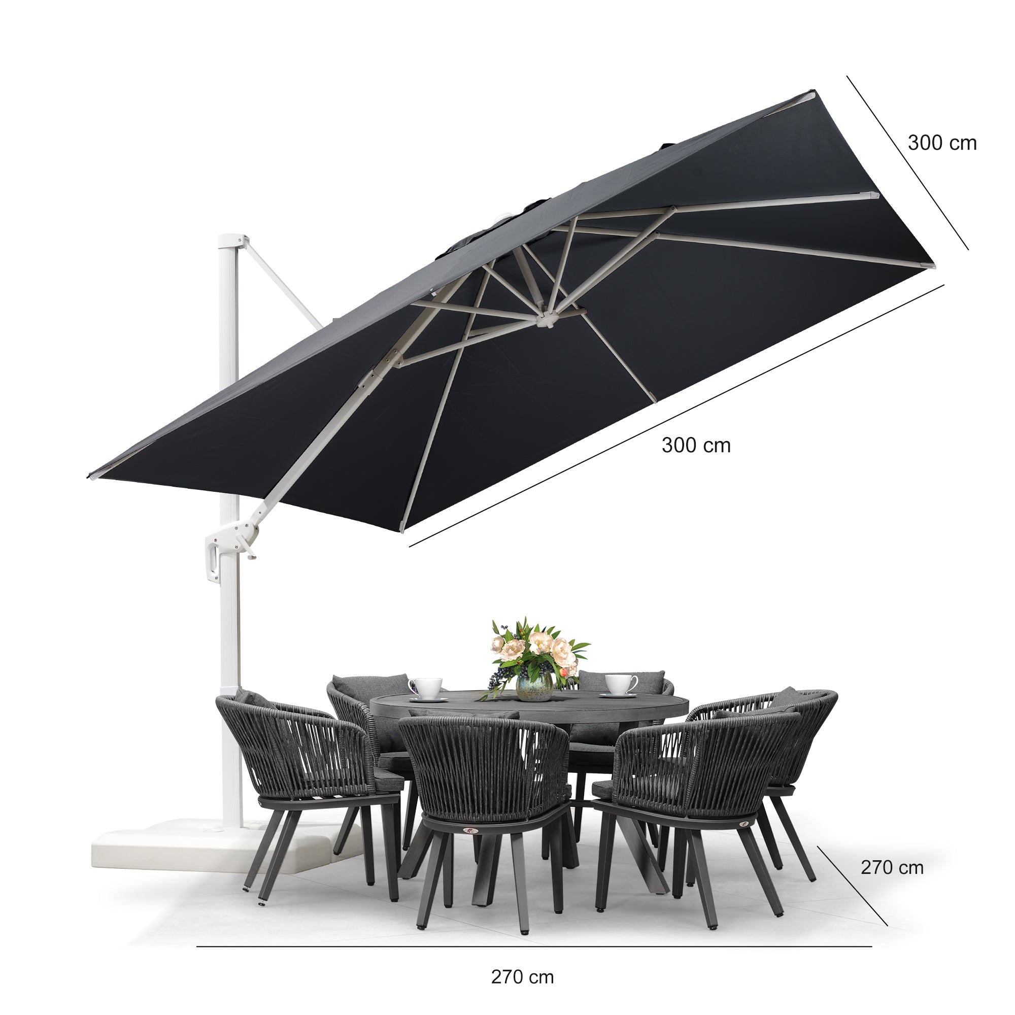 PURPLE LEAF White Outdoor Patio Umbrella Offset Umbrellas