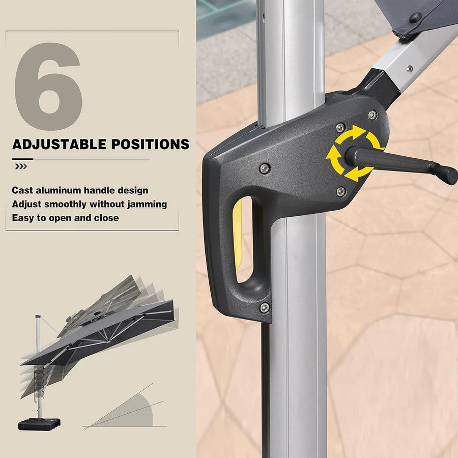 PURPLE LEAF Double Top Square Outdoor LED Umbrellas