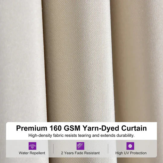 PURPLE LEAF Deck Gazebo Champagne Hardtop Metal Frame Double Roof with Curtains and Netting