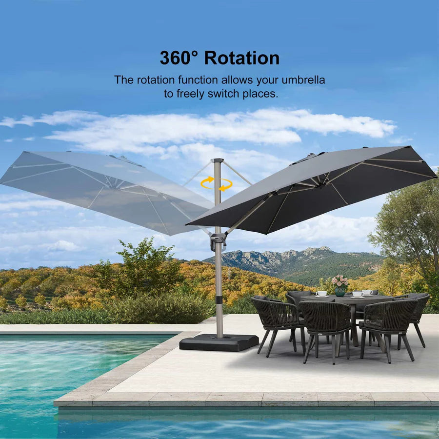 PURPLE LEAF Deluxe Aluminium Outdoor Patio Umbrella Square Cantilever Umbrellas