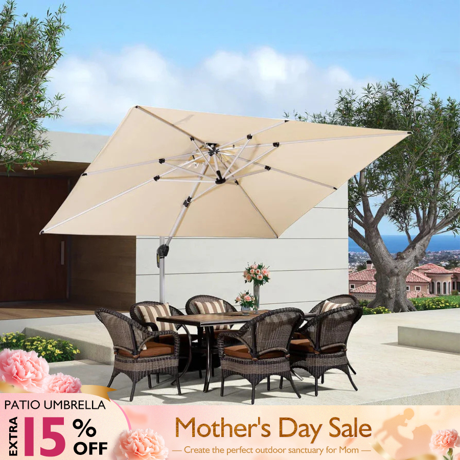 PURPLE LEAF Large Rectangular Porch Umbrella Outside Cantilever Patio Yard Umbrella