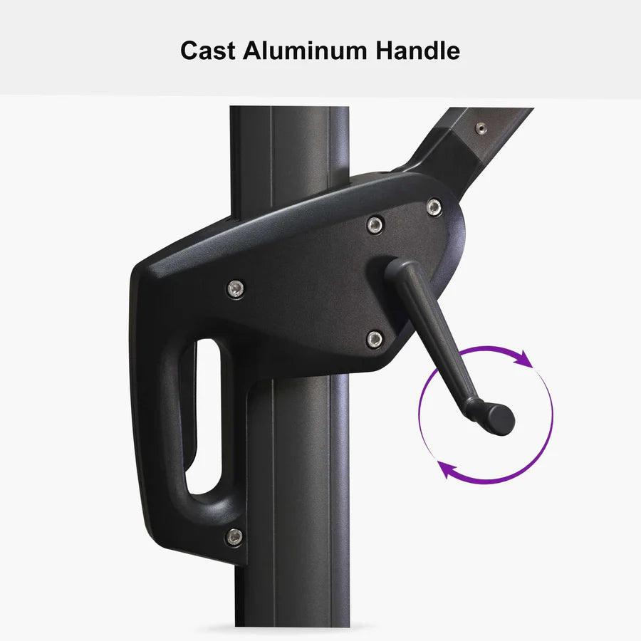 PURPLE LEAF Outdoor Umbrella Square Aluminium Cantilever Umbrella with 360° Rotation for Garden pool beach