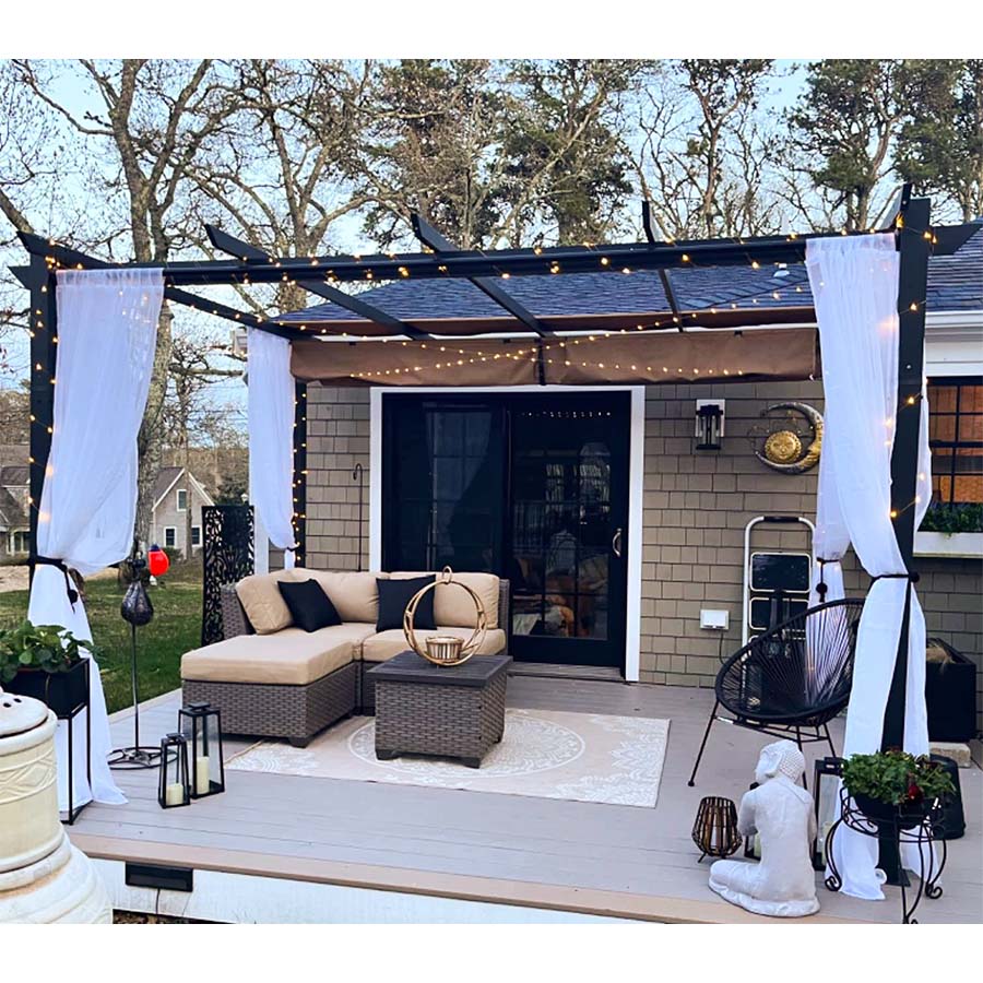 PURPLE LEAF Retractable Pergola with Double Sun Shade Canopy Heavy-Duty Aluminum Pergola