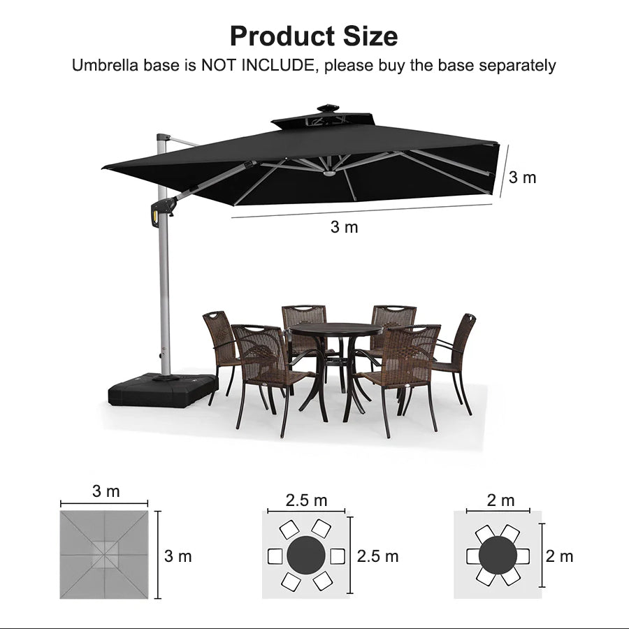 PURPLE LEAF Double Top Square Outdoor LED Umbrellas