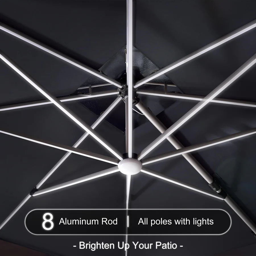 PURPLE LEAF Double Top Rectangle Outdoor LED Parasol