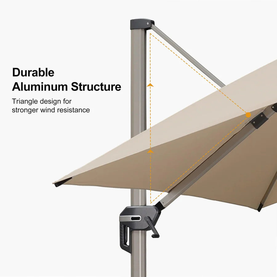 PURPLE LEAF Deluxe Aluminium Outdoor Patio Umbrella Square Cantilever Umbrellas