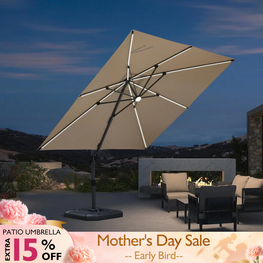 PURPLE LEAF LED Economical Patio Umbrellas Outdoor Umbrella with Lights