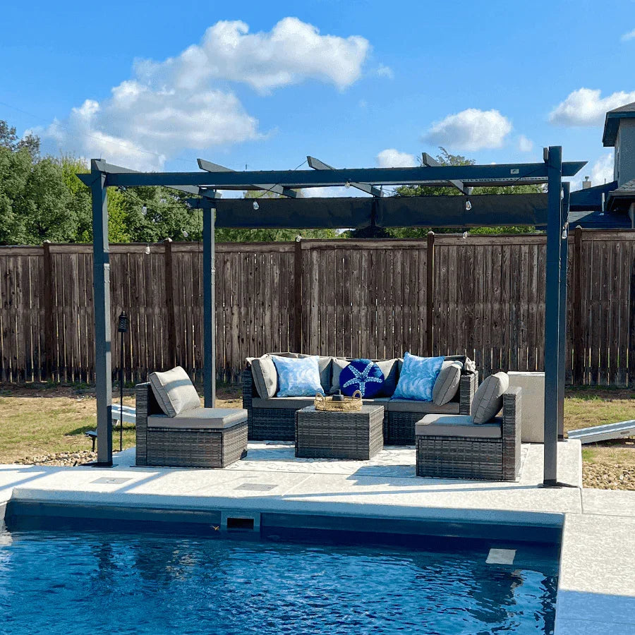 PURPLE LEAF Outdoor Retractable Pergola with Sun Shade Canopy Patio Aluminum Pergola for Garden