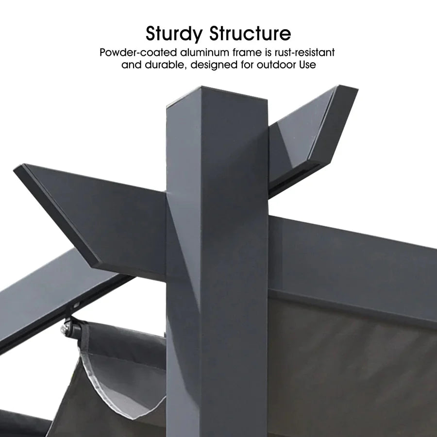 PURPLE LEAF Patio Retractable Pergola with Shade Canopy Modern Grill Gazebo Metal Shelter Pavilion for Porch Deck Garden Backyard Outdoor Pergola