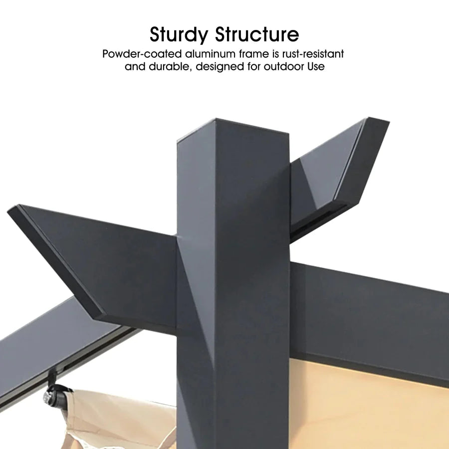 PURPLE LEAF Patio Retractable Pergola with Shade Canopy Modern Grill Gazebo Metal Shelter Pavilion for Porch Deck Garden Backyard Outdoor Pergola