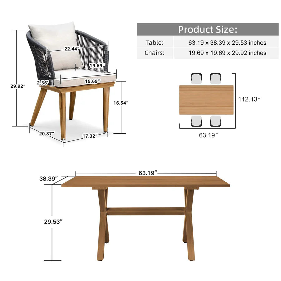 PURPLE LEAF Patio Dining Set for Garden Deck Wicker Table and Chairs Set