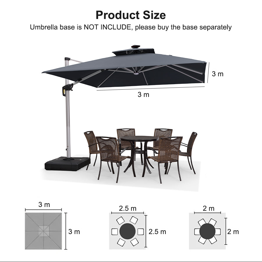 PURPLE LEAF Double Top Square Outdoor LED Umbrellas