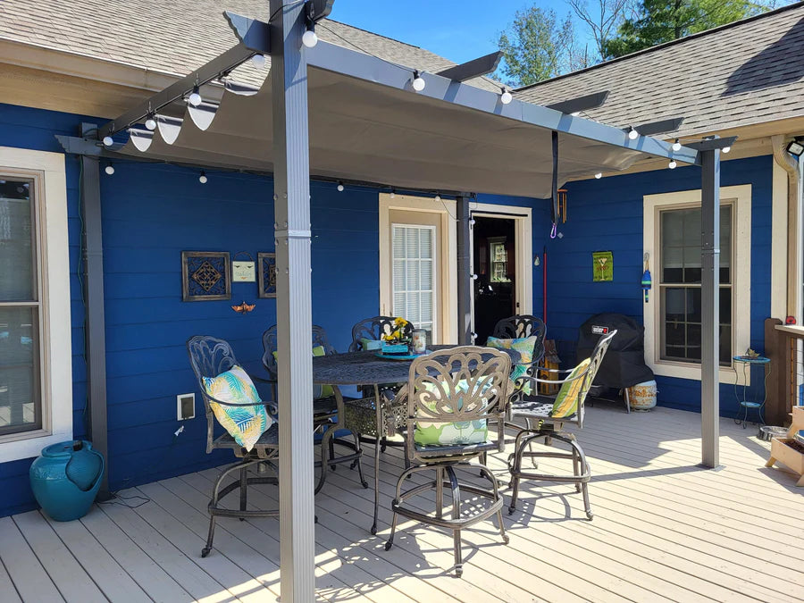 PURPLE LEAF Outdoor Retractable Pergola with Sun Shade Canopy Patio Aluminum Pergola for Garden